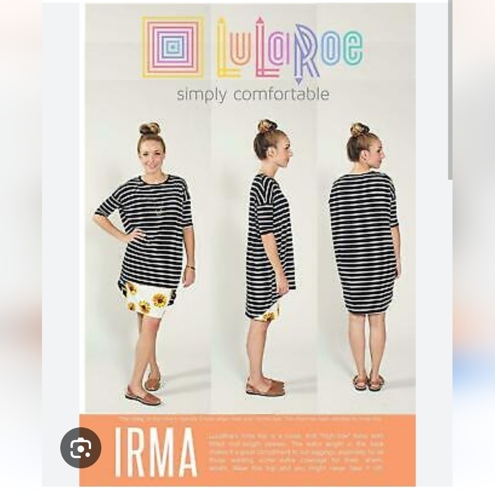 NEW LuLaRoe "Irma" Tunic Top T Tee Shirt Dress Womens Sz XL Feathers Red Blue - Picture 15 of 16